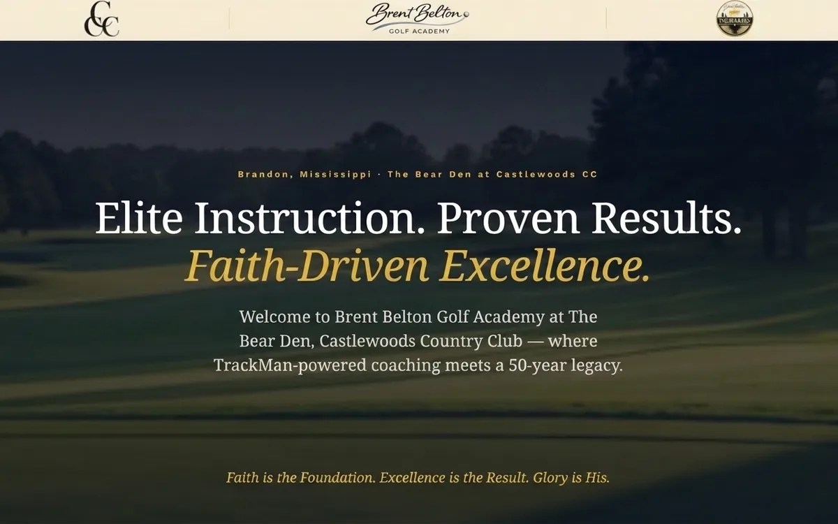 TrackMan-powered golf academy site preview