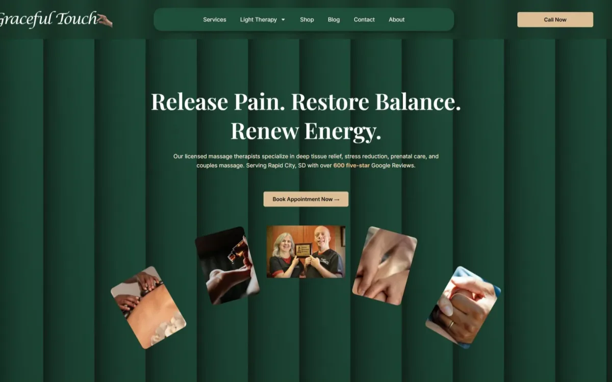 CMS-driven site for a massage therapy practice preview